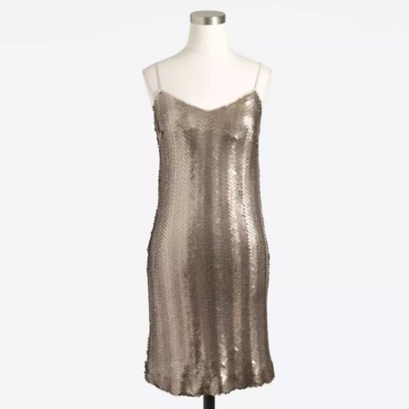 J.Crew Gold Sequin Herringbone Slip Dress - Picture 7 of 9